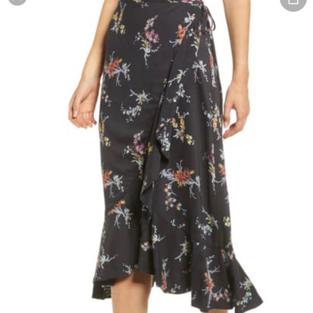 PAIGE - Alamar Orchid Print Midi Wrap Skirt